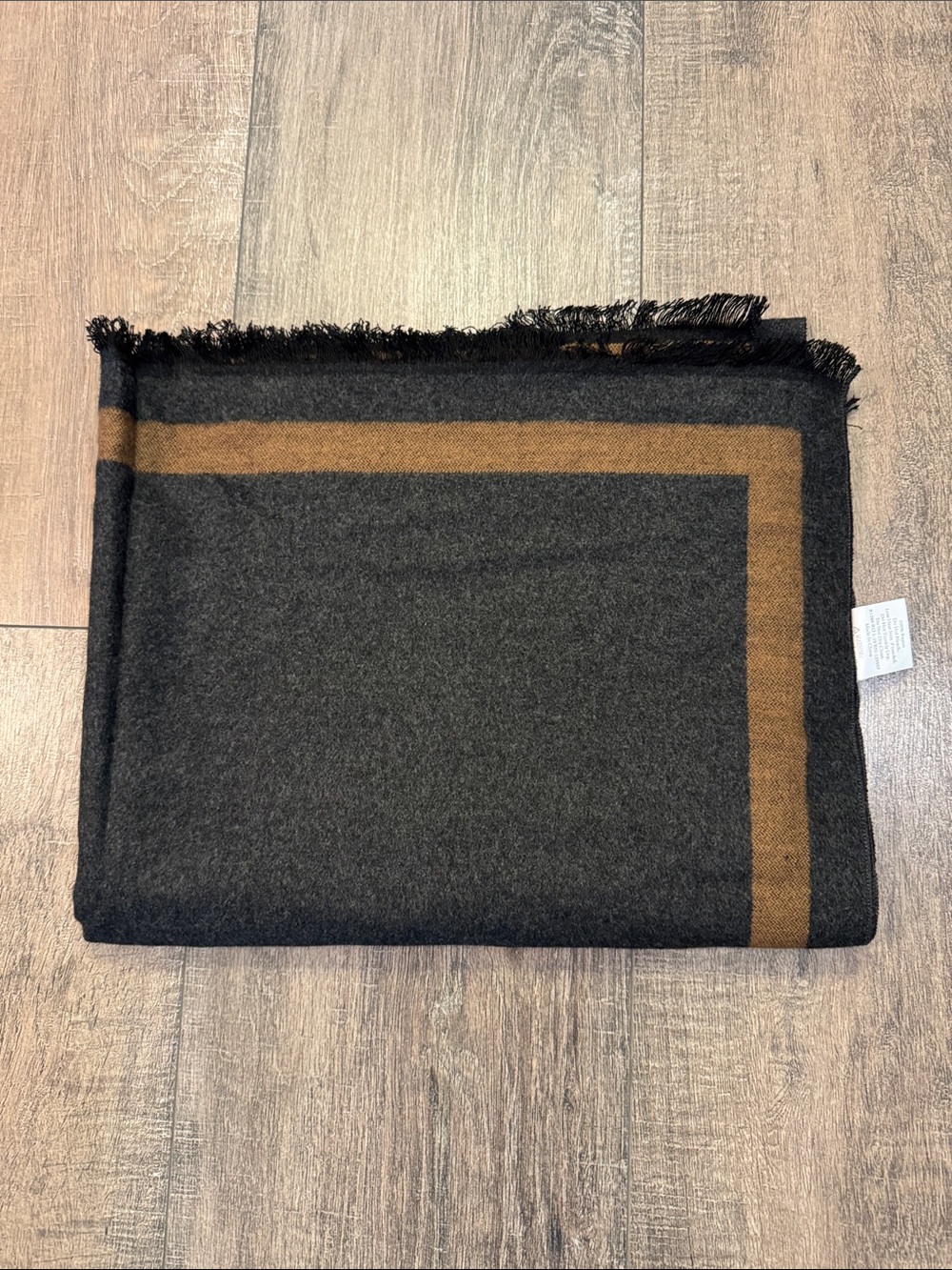 Unisex Two-Tone Reversible Scarf in Charcoal with Tan Border